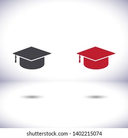 Graduation cap vector icon  , lorem ipsum Flat design