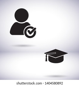Graduation cap vector icon  , lorem ipsum Flat design