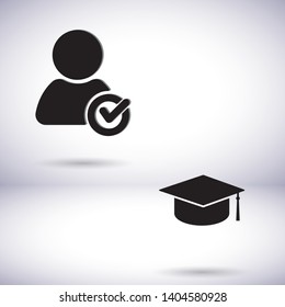 Graduation cap vector icon  , lorem ipsum Flat design