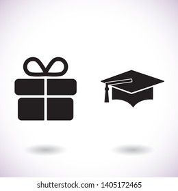 Graduation cap vector icon  , lorem ipsum Flat design