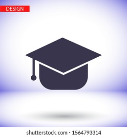 Graduation cap Vector icon . Lorem Ipsum Illustration design