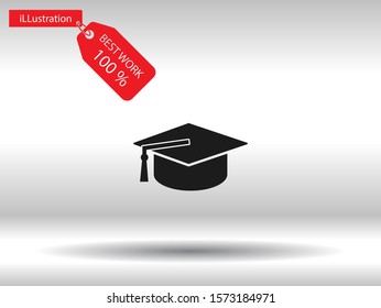 Graduation cap vector icon , lorem ipsum Flat design