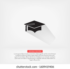 Graduation cap vector icon , lorem ipsum Flat design
