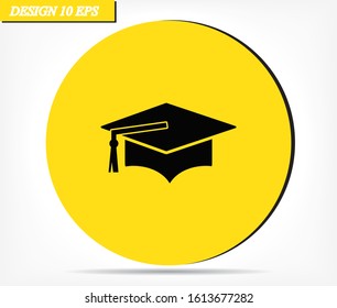 Graduation cap vector icon , lorem ipsum Flat design