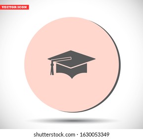 Graduation cap vector icon , lorem ipsum Flat design