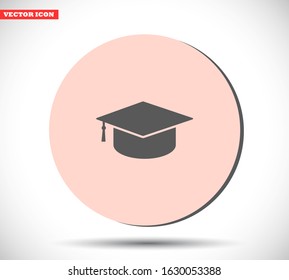 Graduation cap vector icon , lorem ipsum Flat design