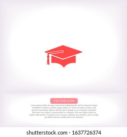 Graduation cap vector icon , lorem ipsum Flat design