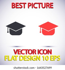 Graduation cap Vector icon . Lorem Ipsum Illustration design