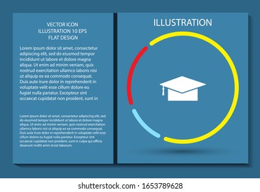 Graduation cap vector icon , lorem ipsum Flat design