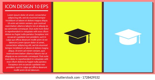 Graduation cap vector icon , lorem ipsum Flat design