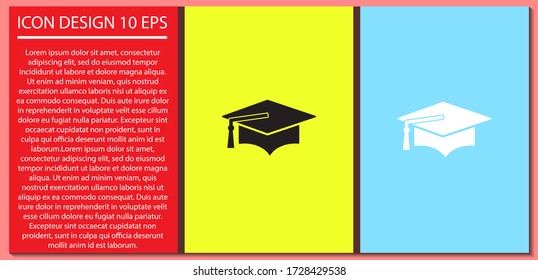 Graduation cap vector icon , lorem ipsum Flat design