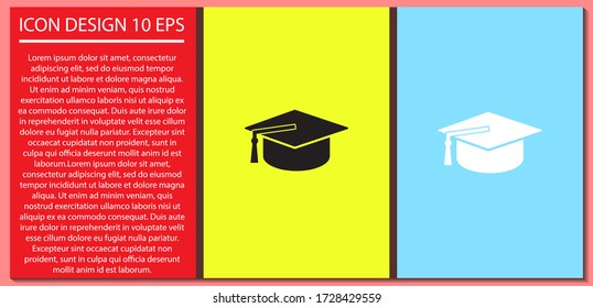 Graduation cap vector icon , lorem ipsum Flat design