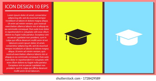 Graduation cap vector icon , lorem ipsum Flat design