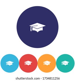 Graduation cap vector icon , lorem ipsum Flat design