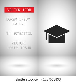 Graduation cap Vector icon . Lorem Ipsum Illustration design