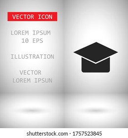 Graduation cap Vector icon . Lorem Ipsum Illustration design