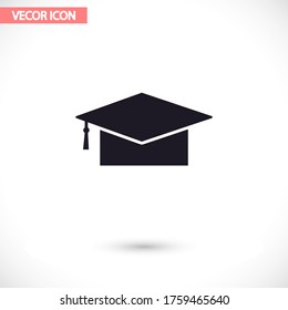 Graduation cap vector icon , lorem ipsum Flat design