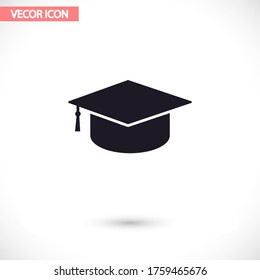 Graduation cap vector icon , lorem ipsum Flat design