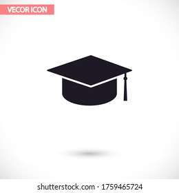Graduation cap vector icon , lorem ipsum Flat design