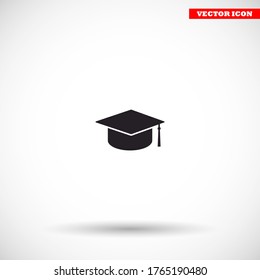 Graduation cap vector icon , lorem ipsum Flat design