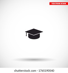 Graduation cap vector icon , lorem ipsum Flat design