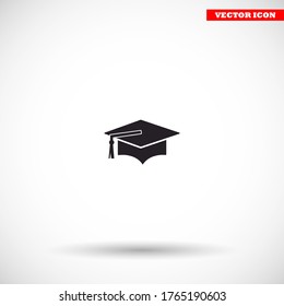 Graduation cap vector icon , lorem ipsum Flat design