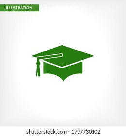 Graduation cap vector icon , lorem ipsum Flat design