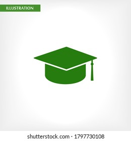 Graduation cap vector icon , lorem ipsum Flat design