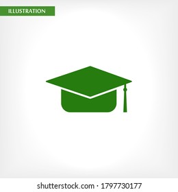 Graduation cap vector icon , lorem ipsum Flat design