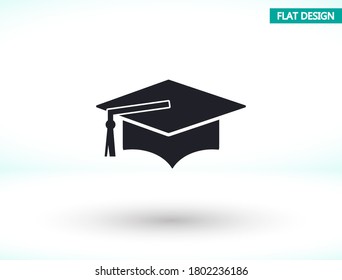 Graduation cap vector icon , lorem ipsum Flat design