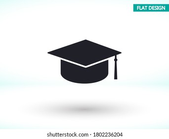 Graduation cap vector icon , lorem ipsum Flat design