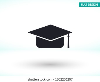 Graduation cap vector icon , lorem ipsum Flat design