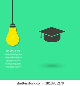 Graduation cap vector icon , lorem ipsum Flat design