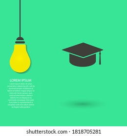 Graduation cap vector icon , lorem ipsum Flat design