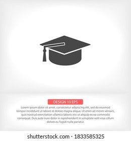 Graduation cap vector icon , lorem ipsum Flat design