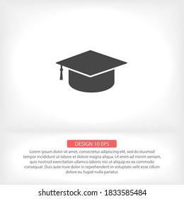 Graduation cap vector icon , lorem ipsum Flat design