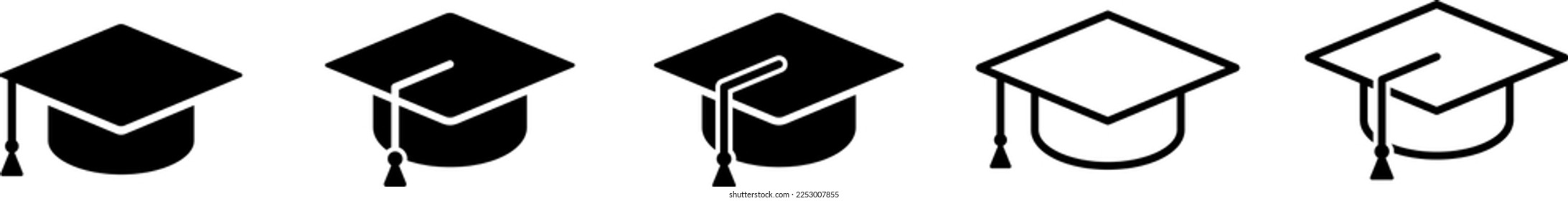 Graduation cap vector icon material set