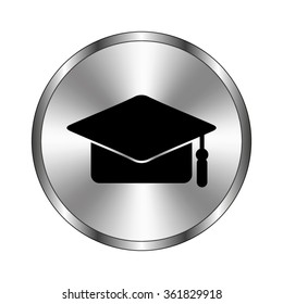 Graduation cap - vector icon;  metal button