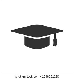 Icono vectorial del tapón de graduación en fondo blanco