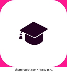 Graduation cap vector icon on white background.
