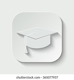 graduation cap vector icon - paper illustration