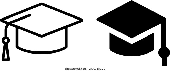 "Graduation Cap Vector Icon Set: Scholarly and Inspirational Designs for Education, Achievement, and Ceremony Projects"