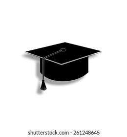 Graduation cap vector icon with shadow