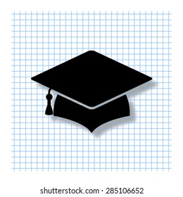 Graduation cap - vector icon with shadow