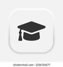 Graduation cap vector icon. Square academic hat icon. Training in institutes and academies. Vector EPS 10