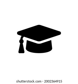 Graduation cap vector icon. Student hat black symbol isolated. Vector illustration EPS 10