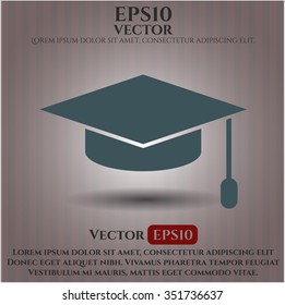 Graduation cap vector icon or symbol