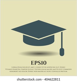 Graduation cap vector icon or symbol