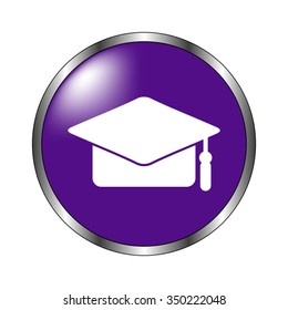 Graduation cap - vector icon; violet button