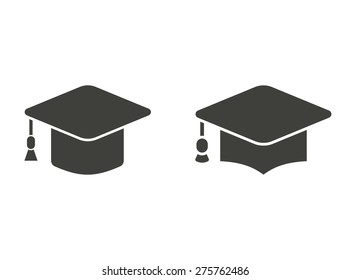 Boné de graduação - ícones vetoriais em preto sobre um fundo branco.